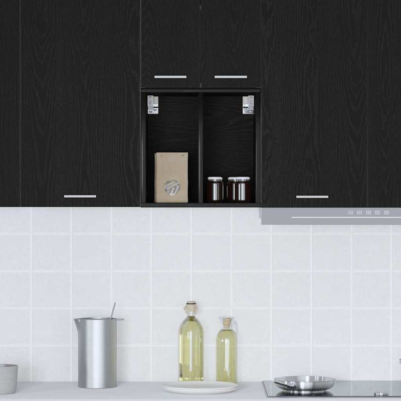 Casa si Gradina - Mobilier - Comode si corpuri - Corpuri bucatarie - Dulap suspendat cu raft Riga Stejar Negru 40 x 29,5 x 40 cm - Infinity.ro