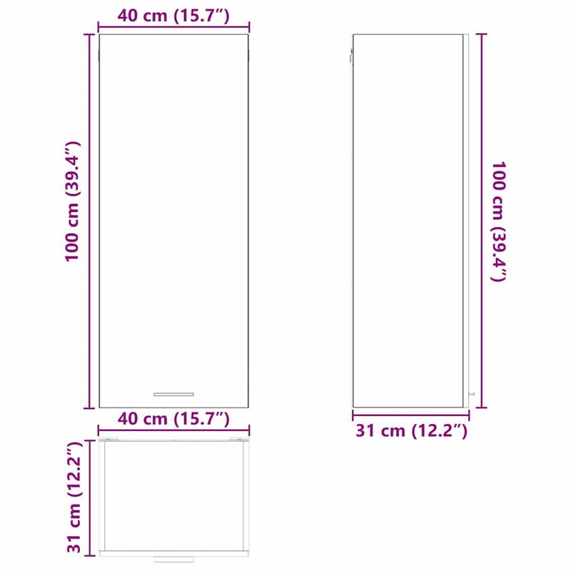 Casa si Gradina - Mobilier - Comode si corpuri - Corpuri bucatarie - Dulap suspendat cu raft Riga Alb 40 x 31 x 100 cm Lemn compozit - Infinity.ro