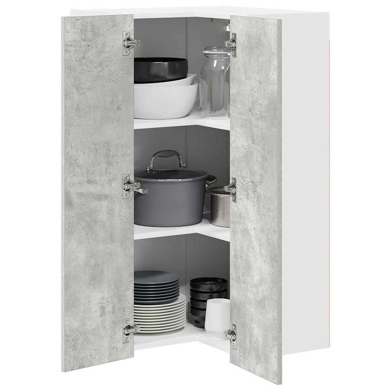 Casa si Gradina - Mobilier - Comode si corpuri - Corpuri bucatarie - Dulap suspendat cu raft Riga Gri beton si Alb 57 x 57 x 100 cm - Infinity.ro