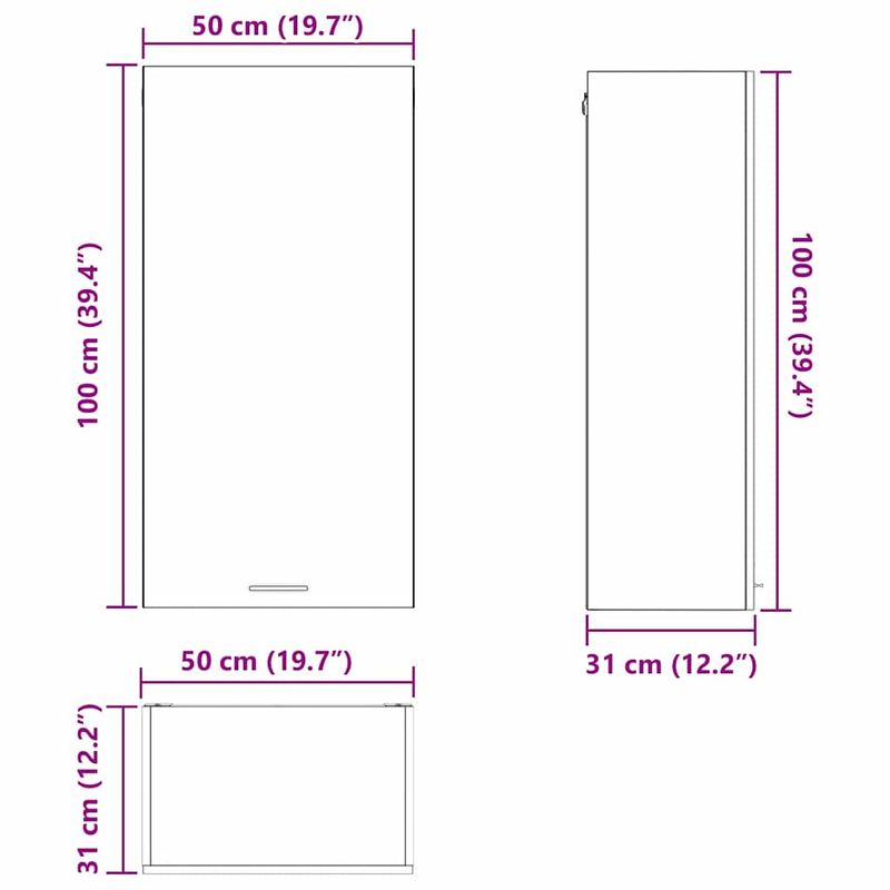 Casa si Gradina - Mobilier - Comode si corpuri - Corpuri bucatarie - Dulap suspendat Riga Stejar negru si Alb 50 x 31 x 100 cm - Infinity.ro