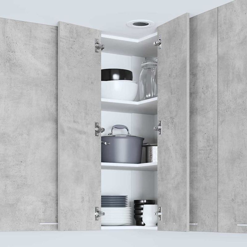Casa si Gradina - Mobilier - Comode si corpuri - Corpuri bucatarie - Dulap suspendat cu raft Riga Gri beton si Alb 57 x 57 x 100 cm - Infinity.ro