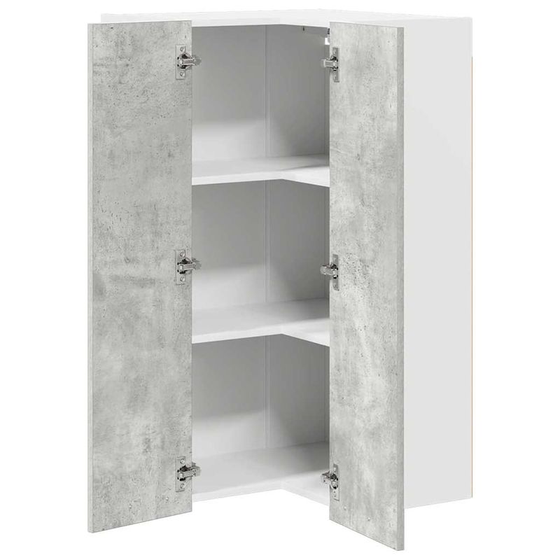 Casa si Gradina - Mobilier - Comode si corpuri - Corpuri bucatarie - Dulap suspendat cu raft Riga Gri beton si Alb 57 x 57 x 100 cm - Infinity.ro