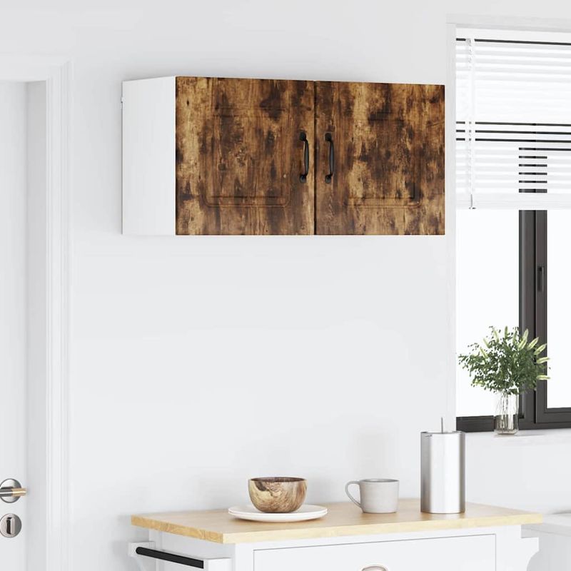 Casa si Gradina - Mobilier - Comode si corpuri - Corpuri bucatarie - Dulap suspendat de bucatarie cu raft 2 pcs Stejar fumuriu - Infinity.ro