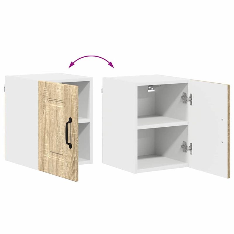 Casa si Gradina - Mobilier - Comode si corpuri - Corpuri bucatarie - Dulap suspendat de bucatarie cu raft cu usa 2 pcs Stejar Sonoma - Infinity.ro