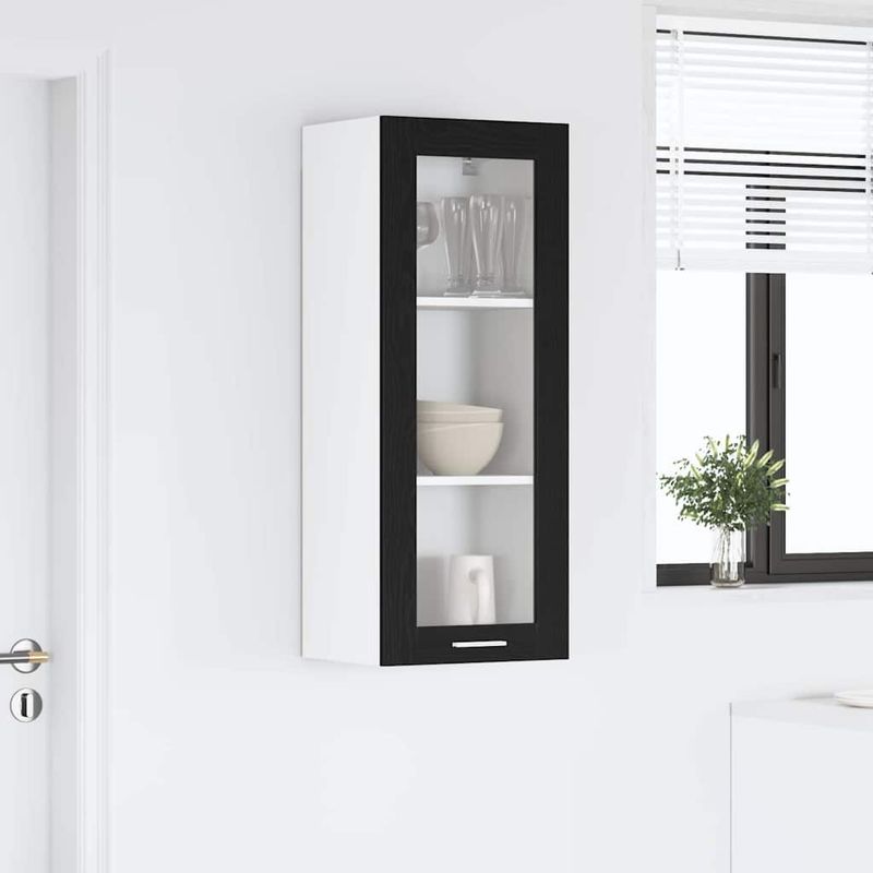 Casa si Gradina - Mobilier - Comode si corpuri - Corpuri bucatarie - Dulap suspendat cu raft Riga Stejar Negru 40 x 31 x 100 cm - Infinity.ro