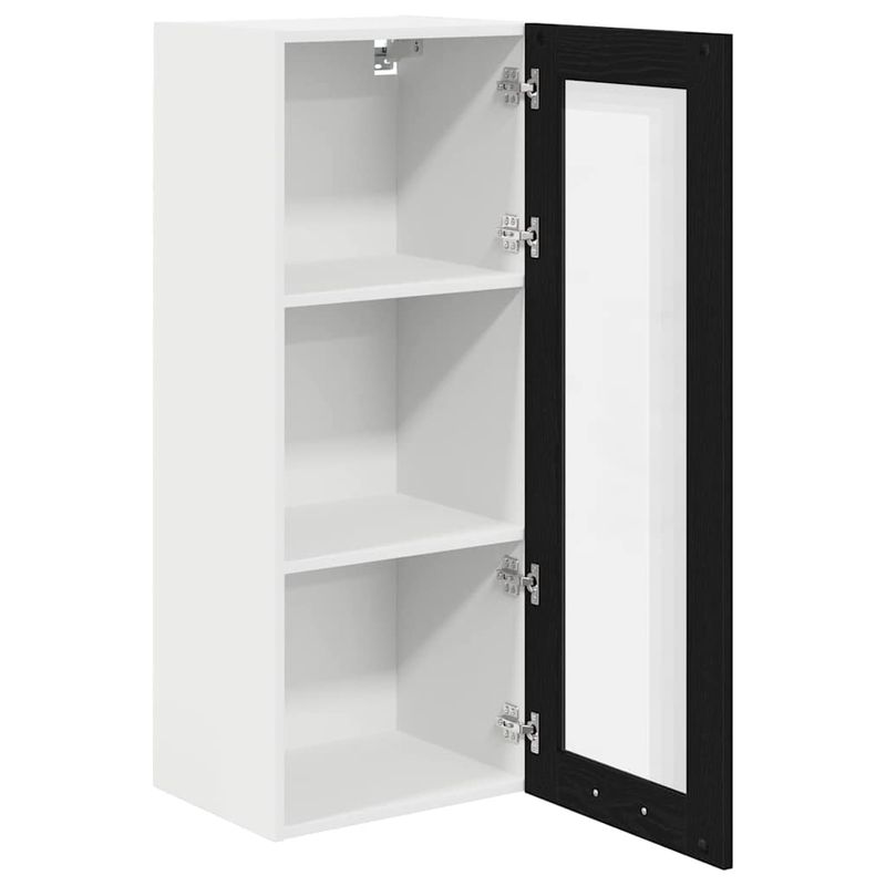 Casa si Gradina - Mobilier - Comode si corpuri - Corpuri bucatarie - Dulap suspendat cu raft Riga Stejar Negru 40 x 31 x 100 cm - Infinity.ro