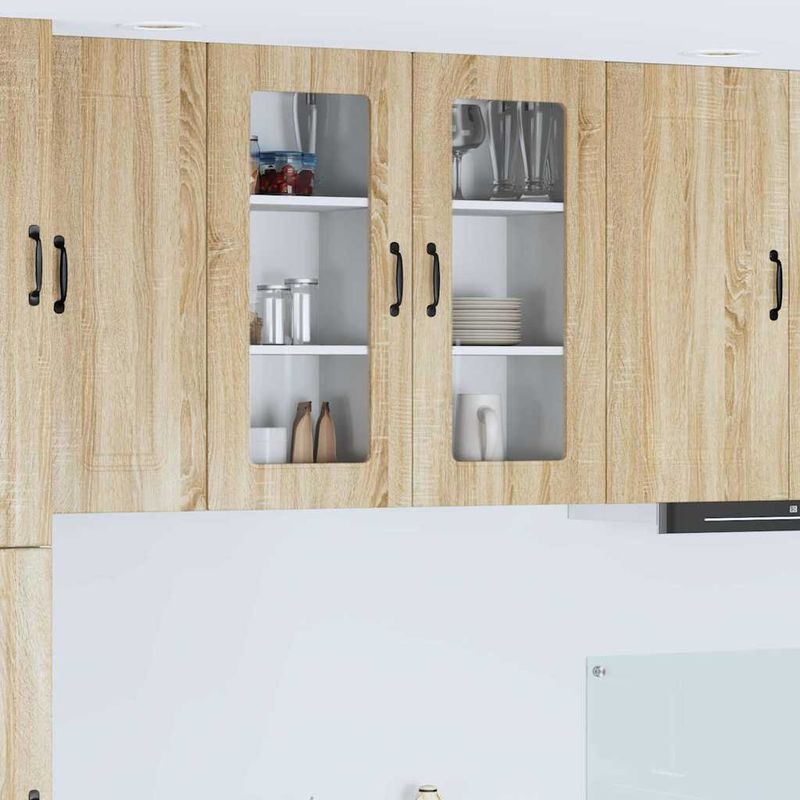 Casa si Gradina - Mobilier - Comode si corpuri - Corpuri bucatarie - Dulap suspendat de bucatarie cu raft cu usa 2 pcs Stejar Sonoma - Infinity.ro