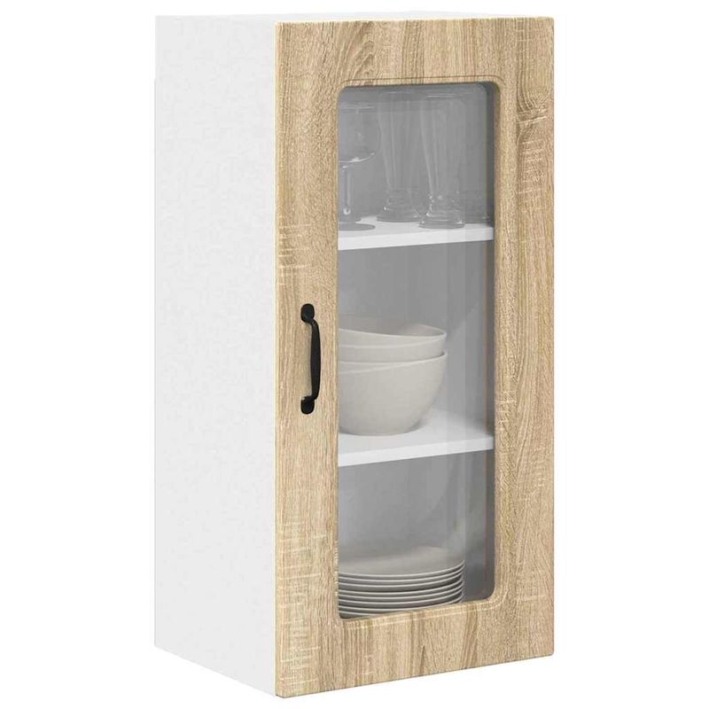 Casa si Gradina - Mobilier - Comode si corpuri - Corpuri bucatarie - Dulap suspendat de bucatarie cu raft cu usa 2 pcs Stejar Sonoma - Infinity.ro