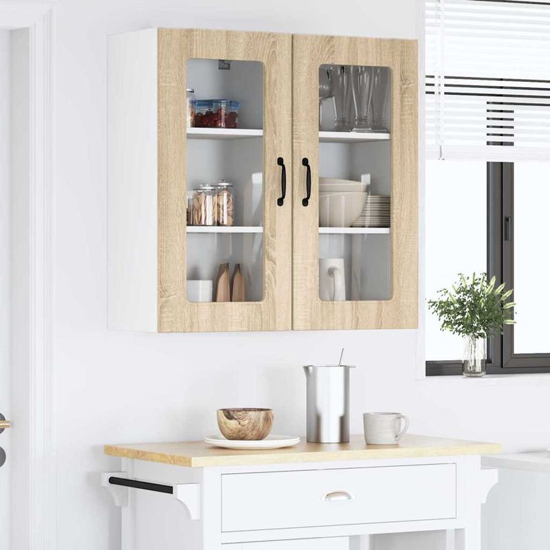 Casa si Gradina - Mobilier - Comode si corpuri - Corpuri bucatarie - Dulap suspendat de bucatarie cu raft cu usa 2 pcs Stejar Sonoma - Infinity.ro