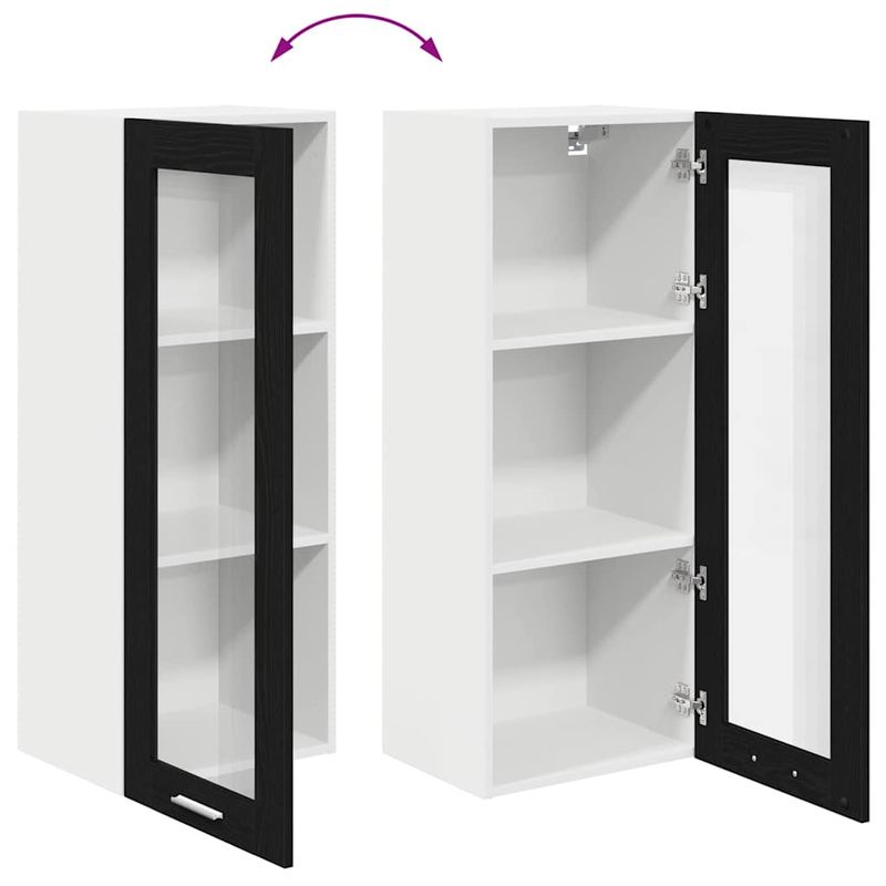Casa si Gradina - Mobilier - Comode si corpuri - Corpuri bucatarie - Dulap suspendat cu raft Riga Stejar Negru 40 x 31 x 100 cm - Infinity.ro