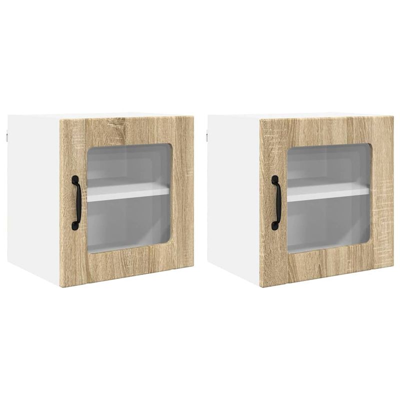 Casa si Gradina - Mobilier - Comode si corpuri - Corpuri bucatarie - Dulap suspendat de bucatarie cu raft 2 pcs Stejar Sonoma - Infinity.ro