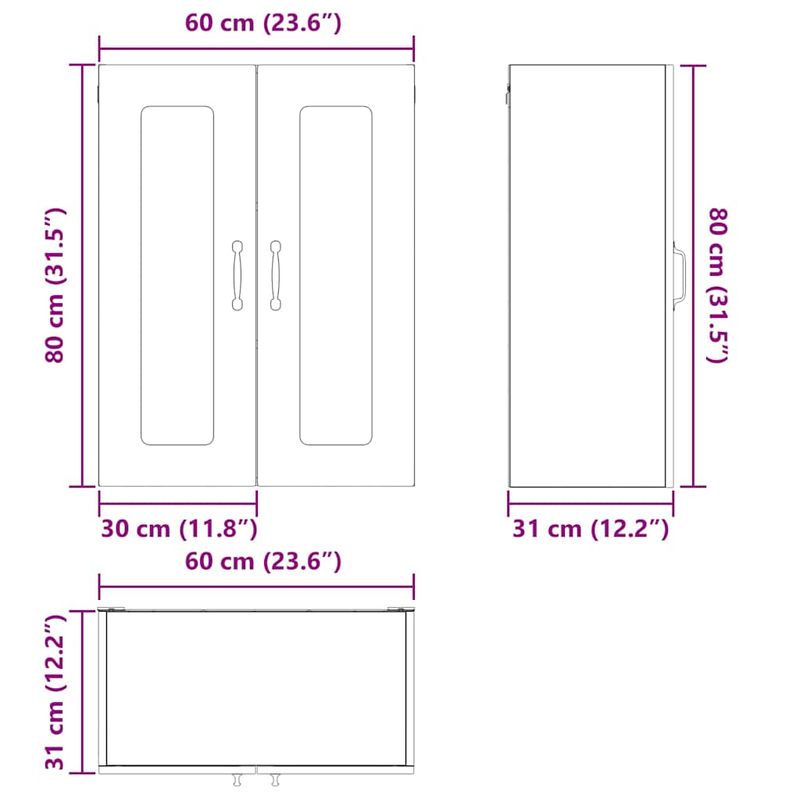 Casa si Gradina - Mobilier - Comode si corpuri - Corpuri bucatarie - Dulap suspendat de bucatarie cu raft Negru 60 x 31 x 80 cm - Infinity.ro