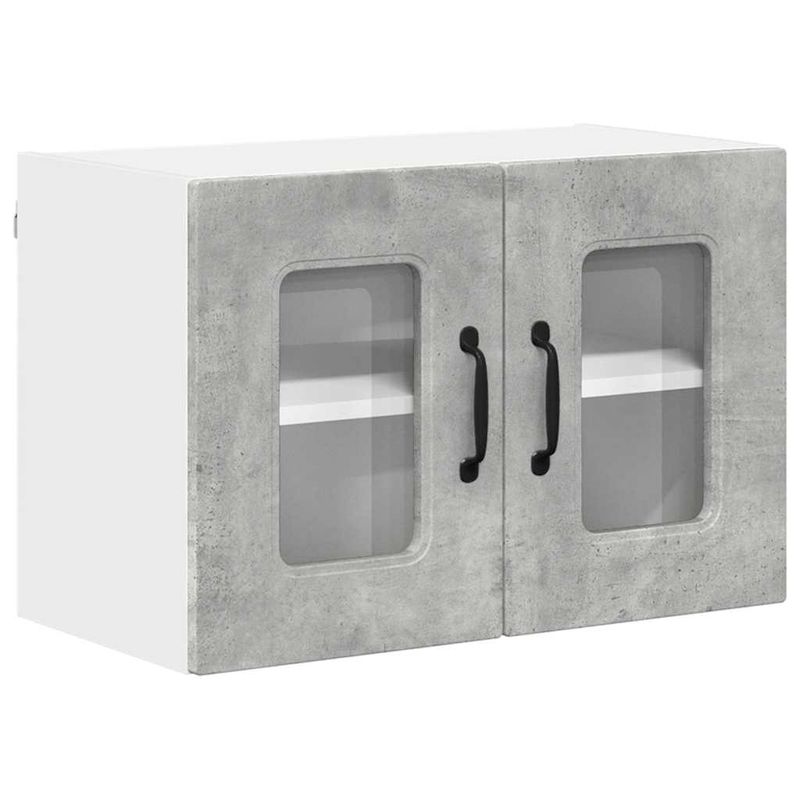 Casa si Gradina - Mobilier - Comode si corpuri - Corpuri bucatarie - Dulap suspendat de bucatarie cu raft cu usa 2 pcs Gri din beton - Infinity.ro