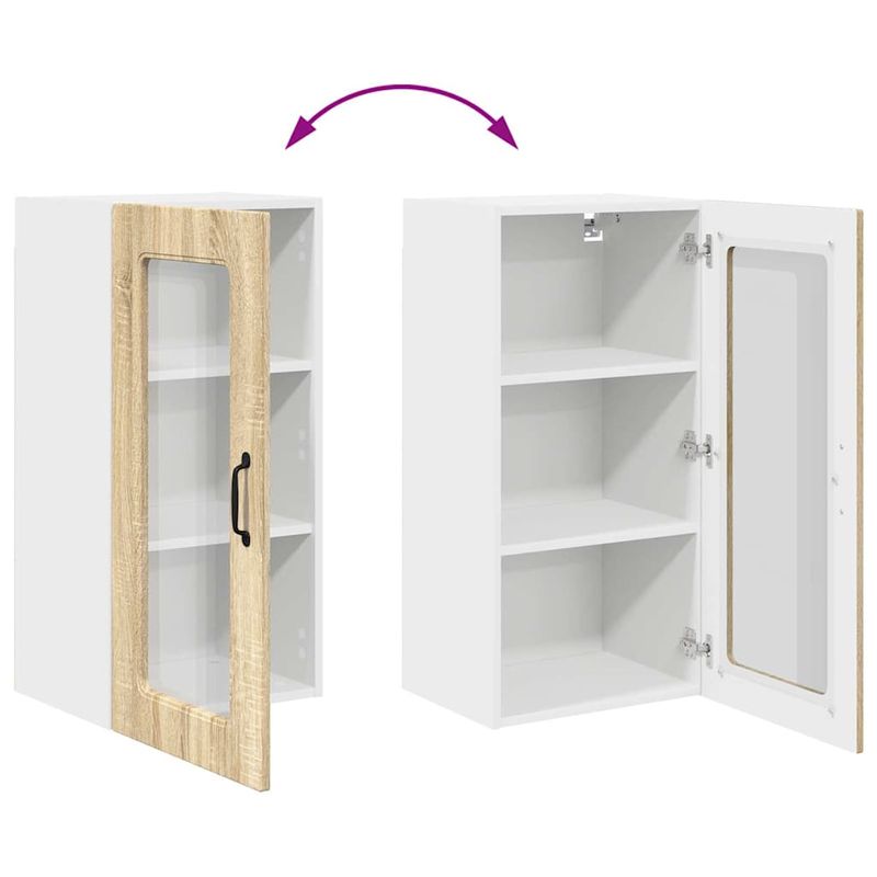 Casa si Gradina - Mobilier - Comode si corpuri - Corpuri bucatarie - Dulap suspendat de bucatarie cu raft cu usa 2 pcs Stejar Sonoma - Infinity.ro