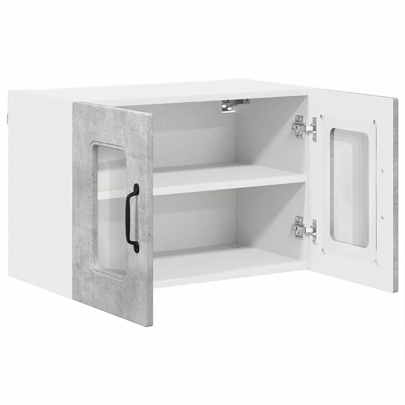 Casa si Gradina - Mobilier - Comode si corpuri - Corpuri bucatarie - Dulap suspendat de bucatarie cu raft cu usa 2 pcs Gri din beton - Infinity.ro