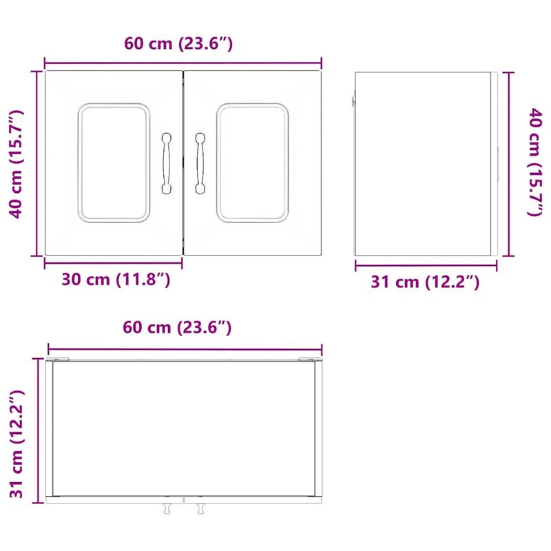 Casa si Gradina - Mobilier - Comode si corpuri - Corpuri bucatarie - Dulap suspendat de bucatarie 2 pcs Gri Sonoma 60 x 31 x 40 cm - Infinity.ro