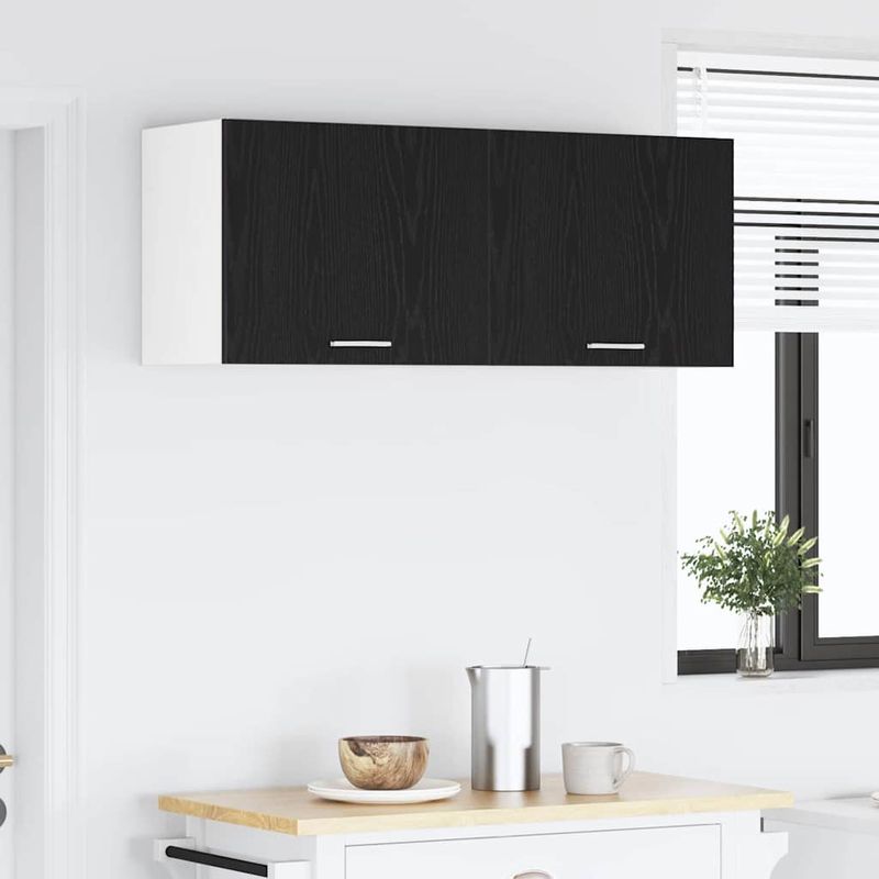 Casa si Gradina - Mobilier - Comode si corpuri - Corpuri bucatarie - Dulap suspendat Riga 2 pcs Stejar negru si Alb 50 x 31 x 40 cm - Infinity.ro