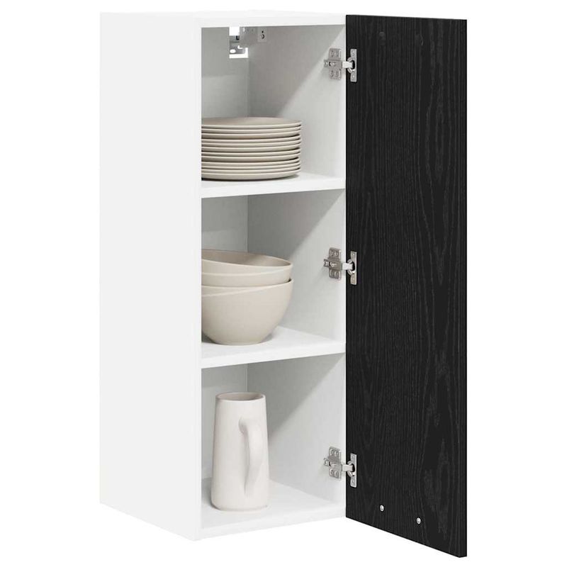 Casa si Gradina - Mobilier - Comode si corpuri - Corpuri bucatarie - Dulap suspendat Riga 2 pcs Stejar negru si Alb 30 x 31 x 80 cm - Infinity.ro