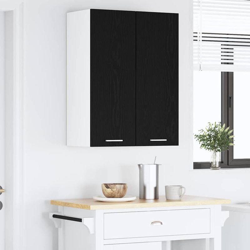Casa si Gradina - Mobilier - Comode si corpuri - Corpuri bucatarie - Dulap suspendat Riga 2 pcs Stejar negru si Alb 30 x 31 x 80 cm - Infinity.ro