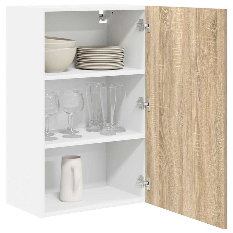 Casa si Gradina - Mobilier - Comode si corpuri - Corpuri bucatarie - Dulap suspendat Riga Stejar Sonoma si Alb 50 x 31 x 80 cm - Infinity.ro