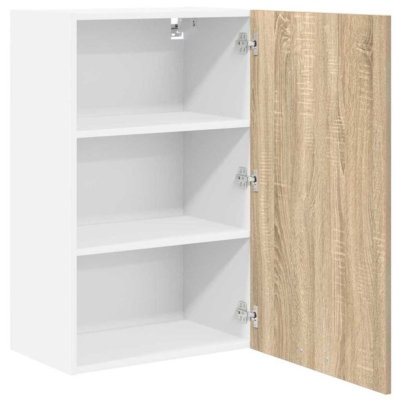Casa si Gradina - Mobilier - Comode si corpuri - Corpuri bucatarie - Dulap suspendat Riga Stejar Sonoma si Alb 50 x 31 x 80 cm - Infinity.ro