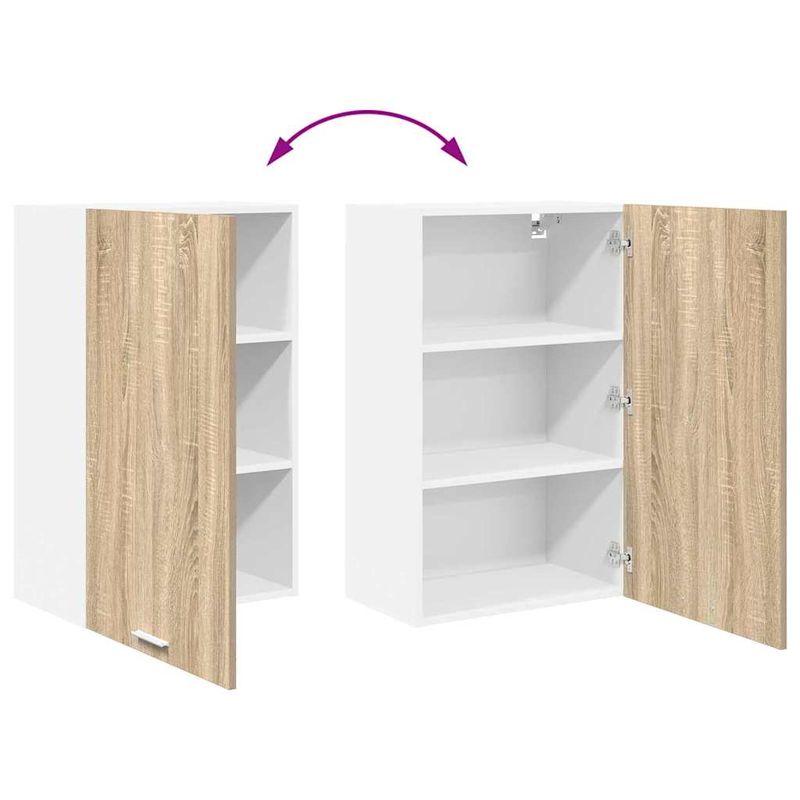 Casa si Gradina - Mobilier - Comode si corpuri - Corpuri bucatarie - Dulap suspendat Riga Stejar Sonoma si Alb 50 x 31 x 80 cm - Infinity.ro