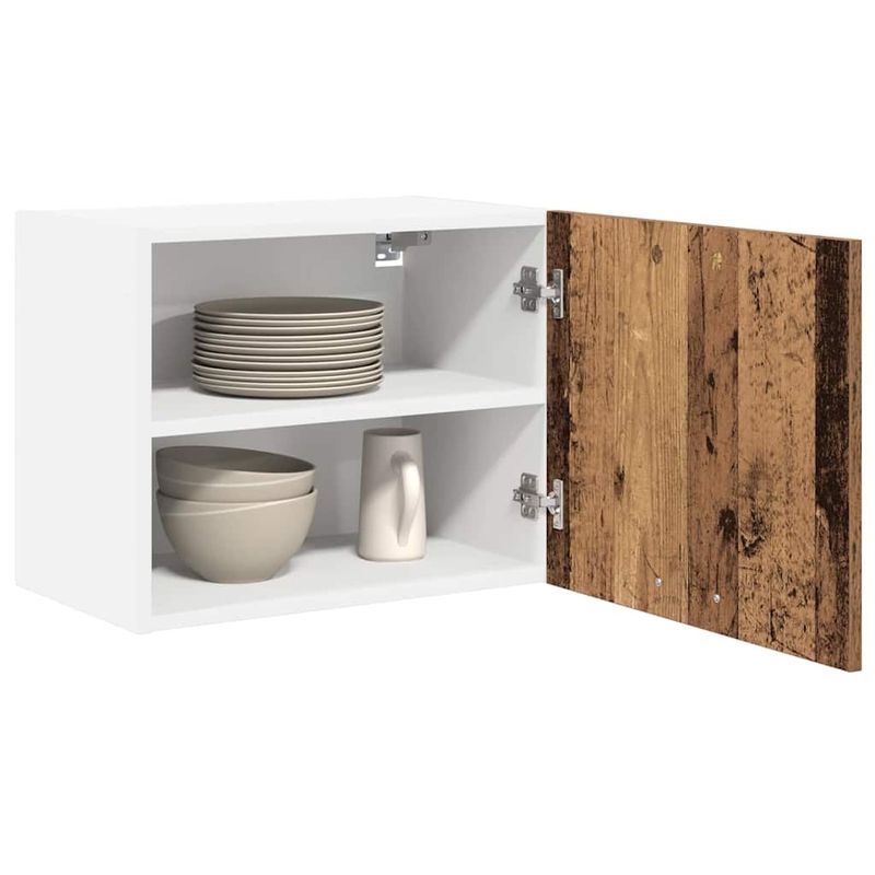Casa si Gradina - Mobilier - Comode si corpuri - Corpuri bucatarie - Dulap suspendat cu raft Riga Lemn vechi si Alb 50 x 31 x 40 cm - Infinity.ro