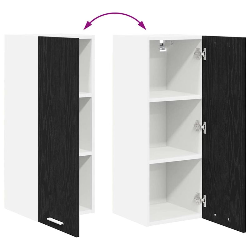 Casa si Gradina - Mobilier - Comode si corpuri - Corpuri bucatarie - Dulap suspendat Riga 2 pcs Stejar negru si Alb 30 x 31 x 80 cm - Infinity.ro