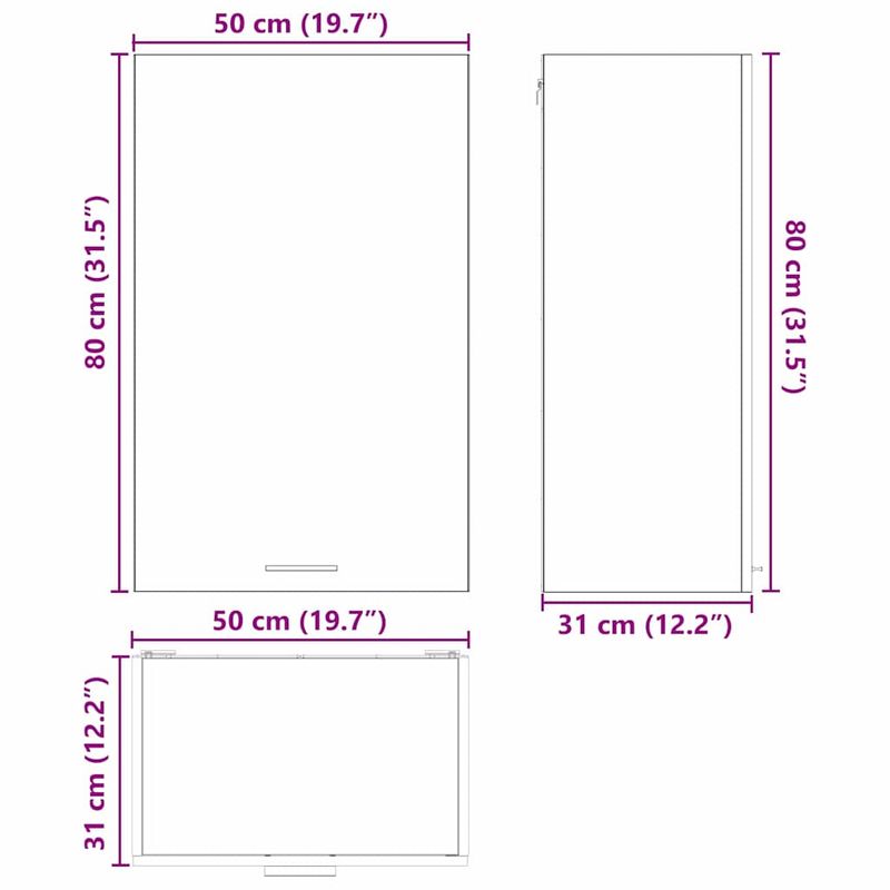 Casa si Gradina - Mobilier - Comode si corpuri - Corpuri bucatarie - Dulap suspendat Riga Stejar Sonoma si Alb 50 x 31 x 80 cm - Infinity.ro