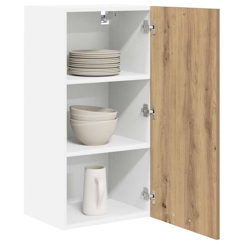 Casa si Gradina - Mobilier - Comode si corpuri - Corpuri bucatarie - Dulap suspendat Riga Stejar Artisan si Alb 40 x 31 x 80 cm - Infinity.ro