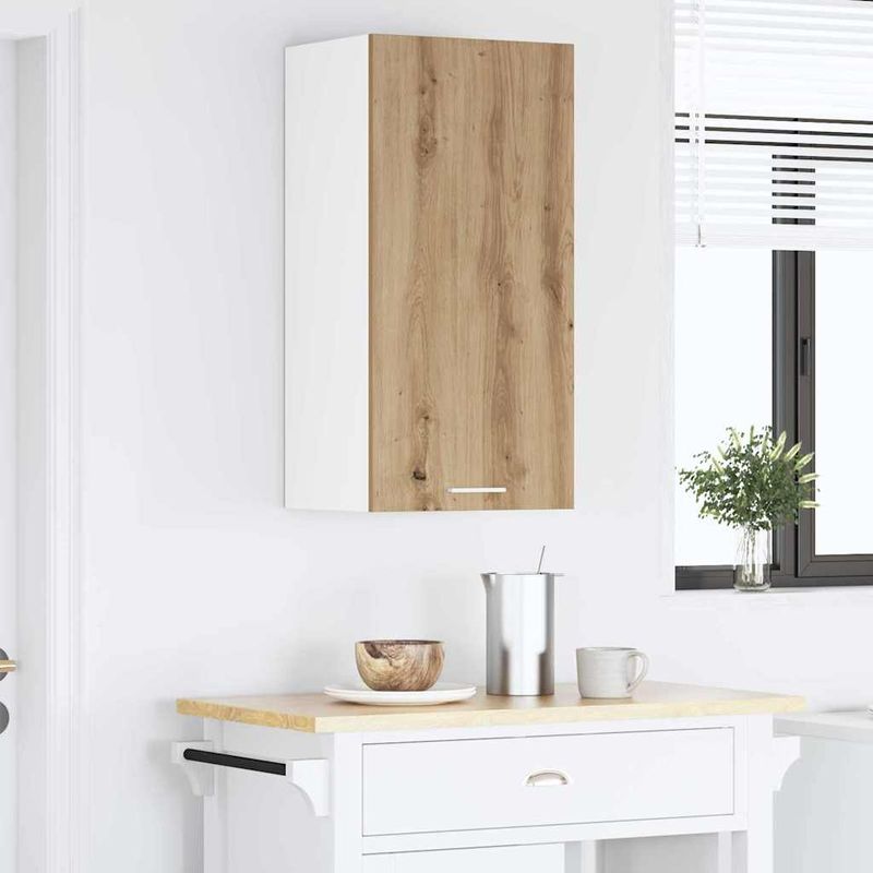 Casa si Gradina - Mobilier - Comode si corpuri - Corpuri bucatarie - Dulap suspendat Riga Stejar Artisan si Alb 40 x 31 x 80 cm - Infinity.ro