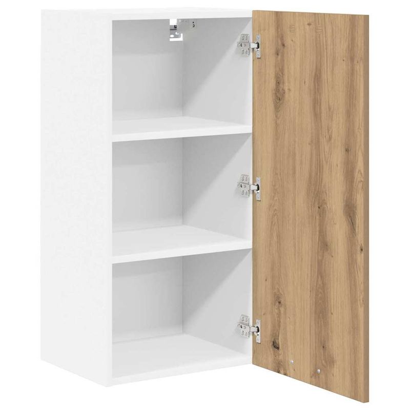 Casa si Gradina - Mobilier - Comode si corpuri - Corpuri bucatarie - Dulap suspendat Riga Stejar Artisan si Alb 40 x 31 x 80 cm - Infinity.ro