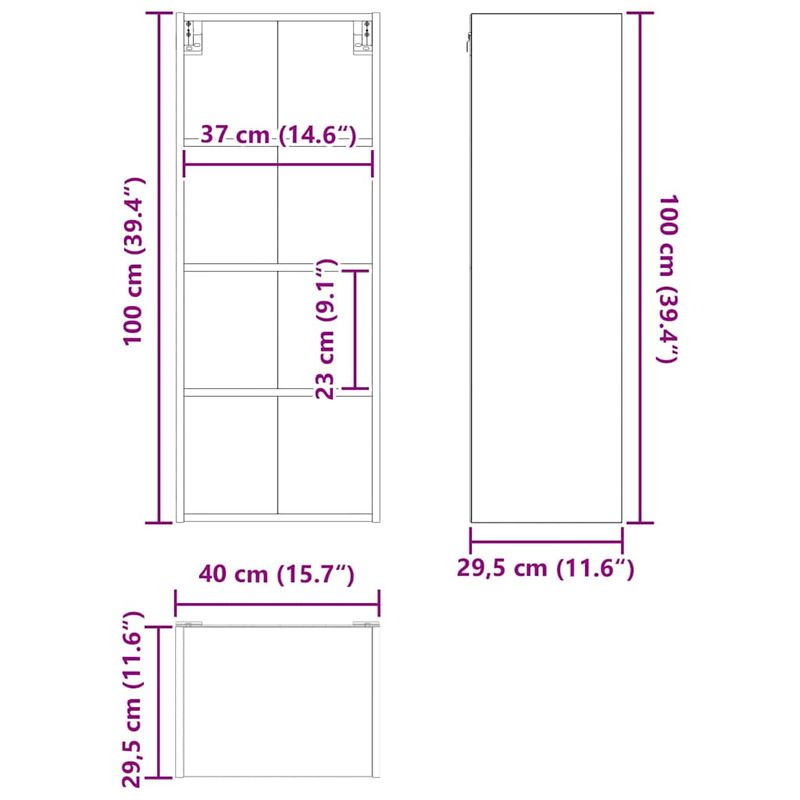 Casa si Gradina - Mobilier - Comode si corpuri - Corpuri bucatarie - Dulap suspendat cu raft Riga Stejar Sonoma 40 x 29,5 x 100 cm - Infinity.ro