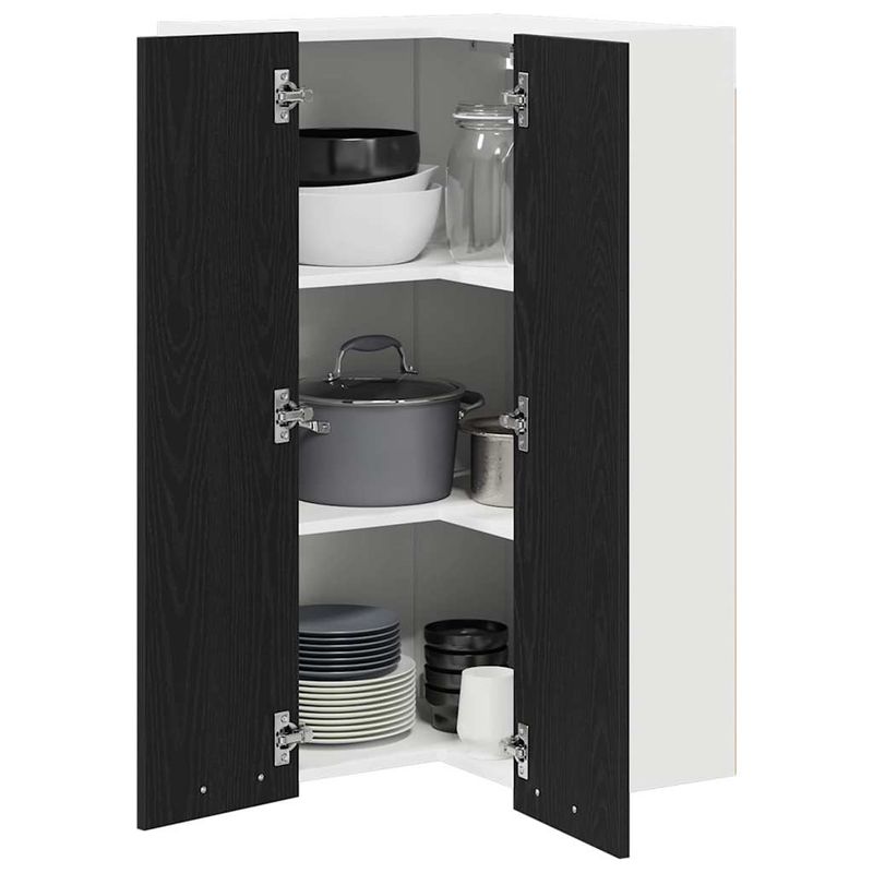 Casa si Gradina - Mobilier - Comode si corpuri - Corpuri bucatarie - Dulap suspendat Riga Stejar negru si Alb 57 x 57 x 100 cm - Infinity.ro