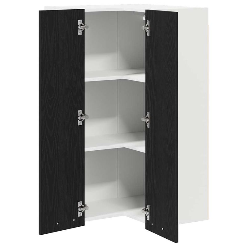 Casa si Gradina - Mobilier - Comode si corpuri - Corpuri bucatarie - Dulap suspendat Riga Stejar negru si Alb 57 x 57 x 100 cm - Infinity.ro