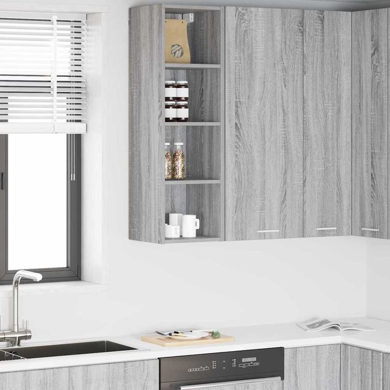 Casa si Gradina - Mobilier - Comode si corpuri - Corpuri bucatarie - Dulap suspendat cu raft Riga Gri Sonoma 30 x 29,5 x 100 cm - Infinity.ro