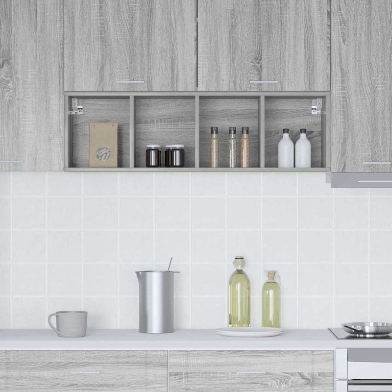 Casa si Gradina - Mobilier - Comode si corpuri - Corpuri bucatarie - Dulap suspendat cu raft Riga Gri Sonoma 30 x 29,5 x 100 cm - Infinity.ro