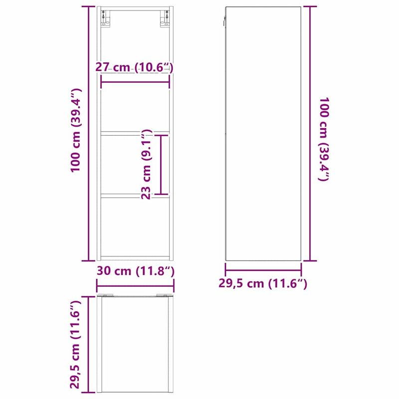 Casa si Gradina - Mobilier - Comode si corpuri - Corpuri bucatarie - Dulap suspendat cu raft Riga Gri Sonoma 30 x 29,5 x 100 cm - Infinity.ro