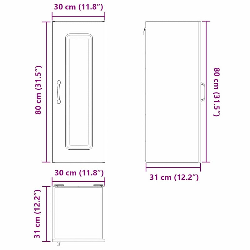 Casa si Gradina - Mobilier - Comode si corpuri - Corpuri bucatarie - Dulap suspendat de bucatarie cu raft Alb lucios 30 x 31 x 80 cm - Infinity.ro