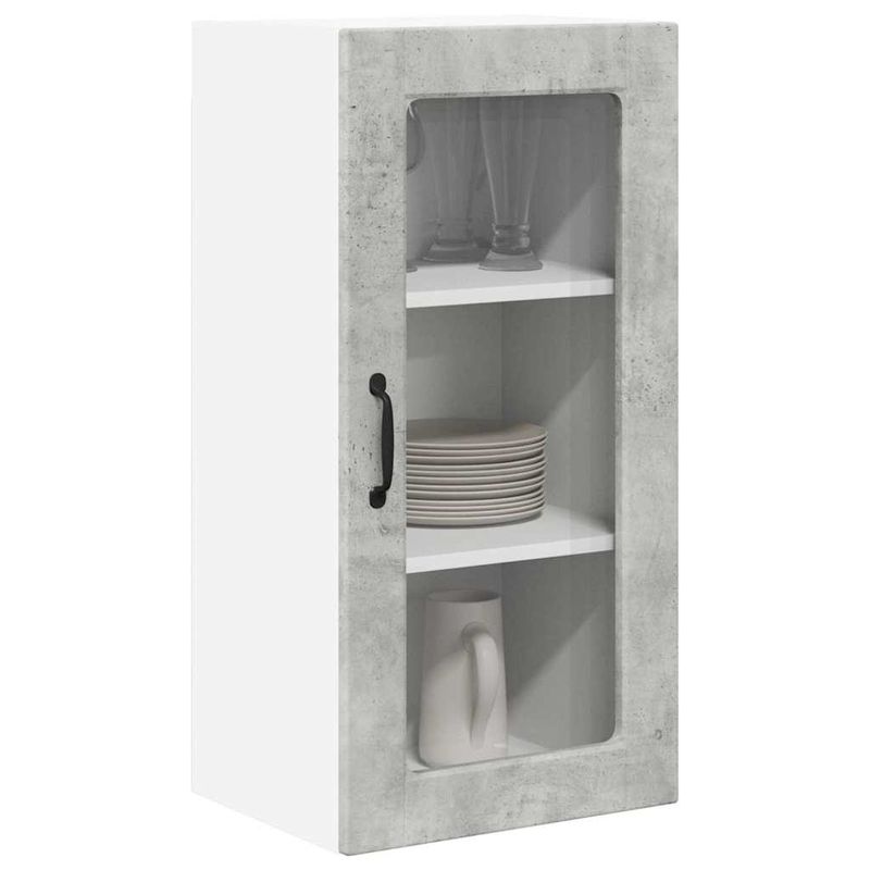 Casa si Gradina - Mobilier - Comode si corpuri - Corpuri bucatarie - Dulap suspendat de bucatarie cu raft 2 pcs Gri din beton - Infinity.ro