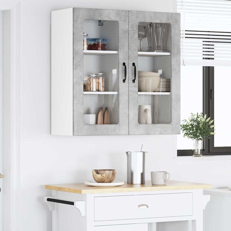 Casa si Gradina - Mobilier - Comode si corpuri - Corpuri bucatarie - Dulap suspendat de bucatarie cu raft 2 pcs Gri din beton - Infinity.ro