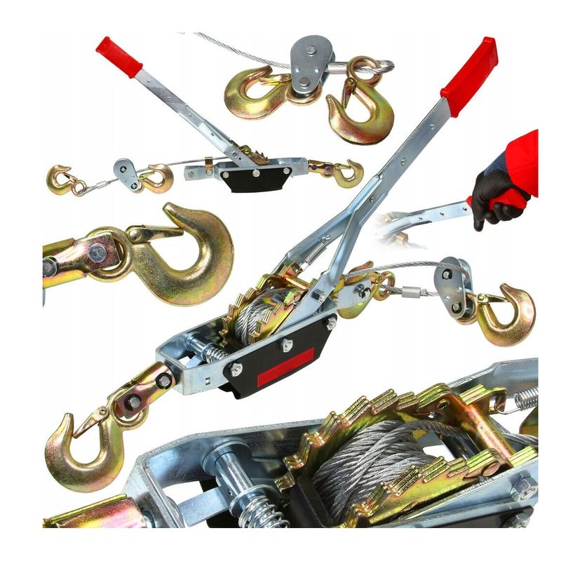 Casa si Gradina - Constructii - Depozitare, transport si protectie - Echipamente pentru transport si ridicat - Troliu manual 4 tone cu cablu – winch profesional cu doua trepte de viteza, 2,5 m – model XM80741 - Infinity.ro