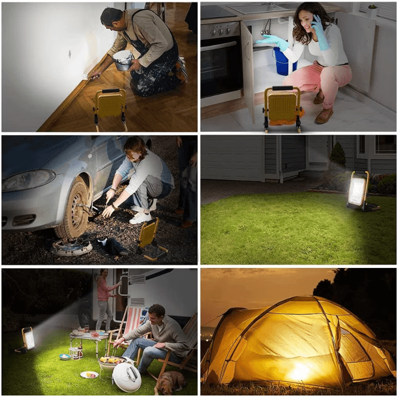 Sport si Outdoor - Camping - Articole solare camping - Alte articole solare camping - Proiector LED Portabil 100W, 6500K, IP66, 360°, Aluminiu, Iluminare puternica in 4 moduri, Autonomie pana la 12 ore - Infinity.ro