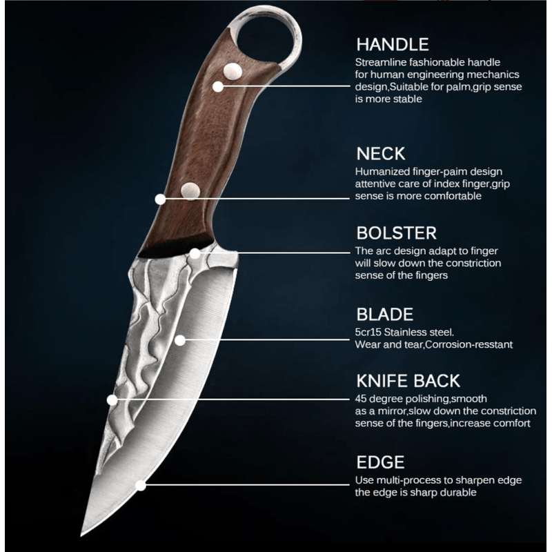 Sport si Outdoor - Camping - Cutite, bricege si accesorii - Cutit Outdoor, 21 cm, Otel inoxidabil, Teaca protectie, Maner Antiaderent Ergonomic din lemn, Lama Ascutita si Durabila - Infinity.ro