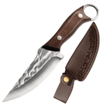 Sport si Outdoor - Camping - Cutite, bricege si accesorii - Cutit Outdoor, 21 cm, Otel inoxidabil, Teaca protectie, Maner Antiaderent Ergonomic din lemn, Lama Ascutita si Durabila - Infinity.ro