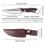 Sport si Outdoor - Camping - Cutite, bricege si accesorii - Cutit Outdoor, 21 cm, Otel inoxidabil, Teaca protectie, Maner Antiaderent Ergonomic din lemn, Lama Ascutita si Durabila - Infinity.ro