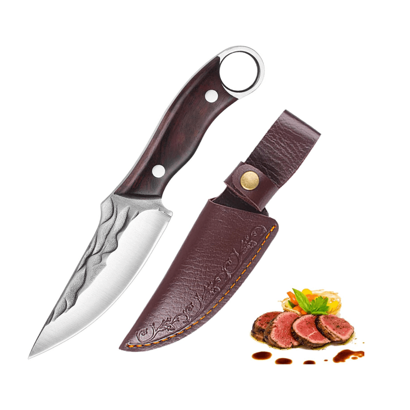 Sport si Outdoor - Camping - Cutite, bricege si accesorii - Cutit Outdoor, 21 cm, Otel inoxidabil, Teaca protectie, Maner Antiaderent Ergonomic din lemn, Lama Ascutita si Durabila - Infinity.ro