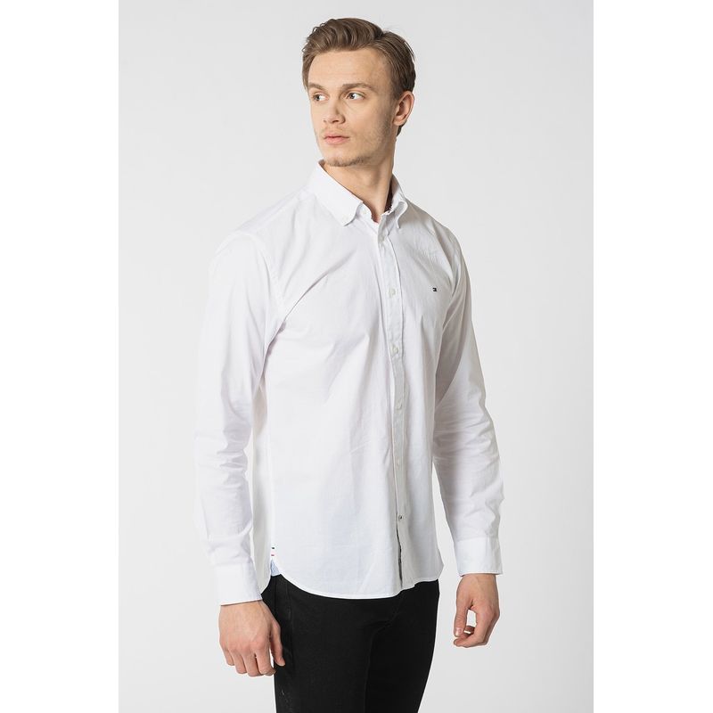 Fashion, accesorii si bijuterii - Barbati - Imbracaminte - Camasi barbati - Camasa Tommy Hilfiger Core Flex Poplin MW0MW25035 2XL INTL Alb optic - Infinity.ro