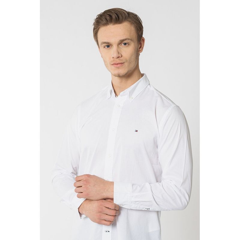 Fashion, accesorii si bijuterii - Barbati - Imbracaminte - Camasi barbati - Camasa Tommy Hilfiger Core Flex Poplin MW0MW25035 2XL INTL Alb optic - Infinity.ro