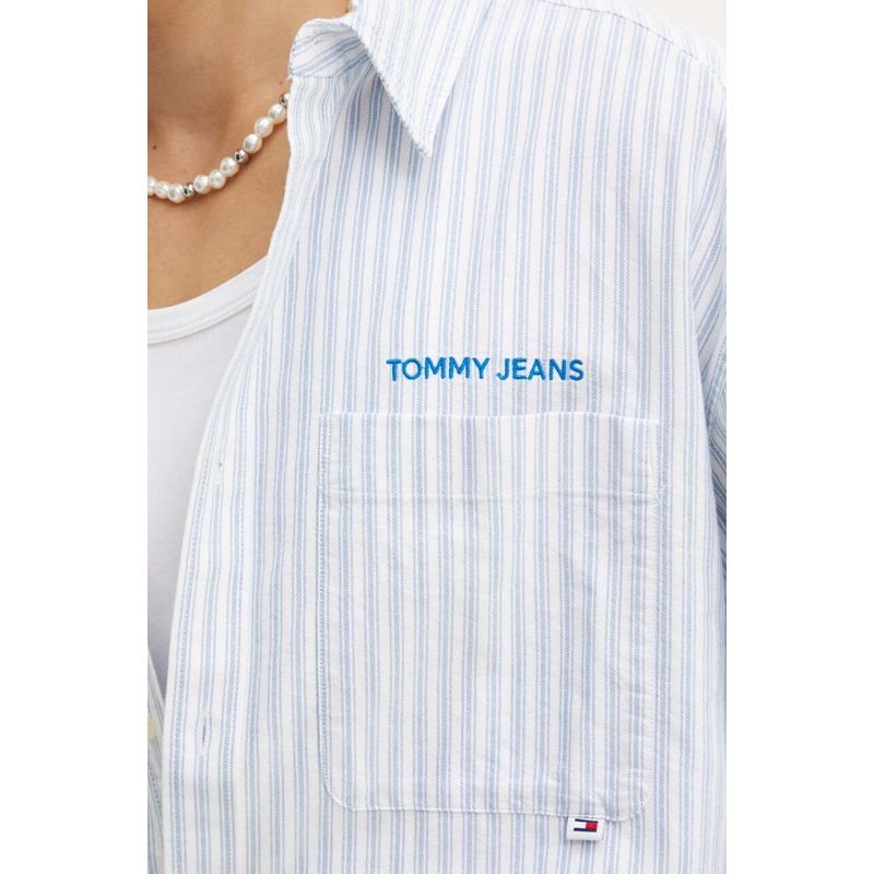 Fashion, accesorii si bijuterii - Barbati - Imbracaminte - Camasi barbati - Camasa Tommy Jeans din bumbac DM0DM19526 L INTL Albastru deschis - Infinity.ro